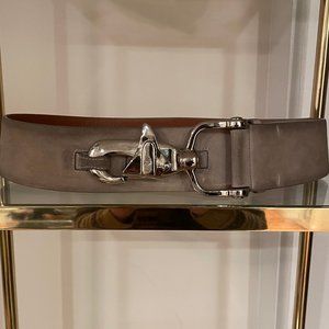 Ralph Lauren Collection Suede and Silver Latch Buckle Belt